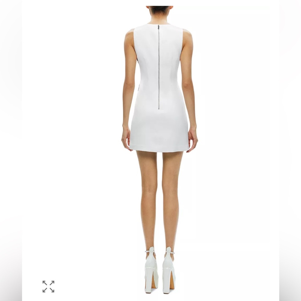 Alice + Olivia by Stacey Bendet White Mini Dress with Red Floral Design - Picture 3 of 13